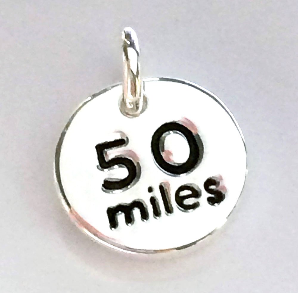 Silver Plated 50 miles disc charm